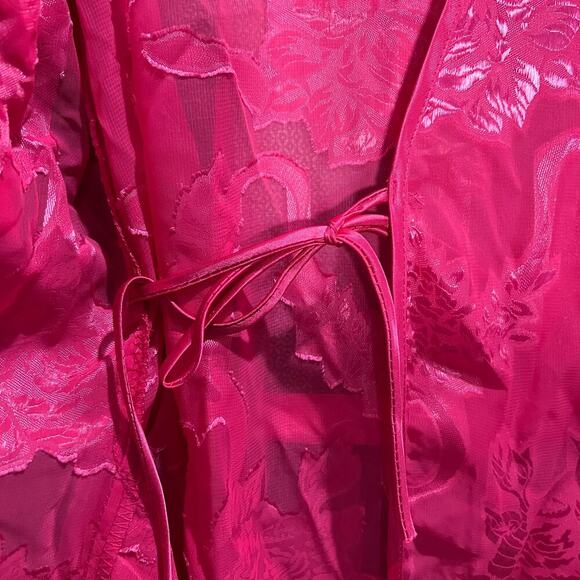 Vintage Inner Most Floral Robe Size Small Hot Pink Lingerie Intimates Bridal - Picture 3 of 7